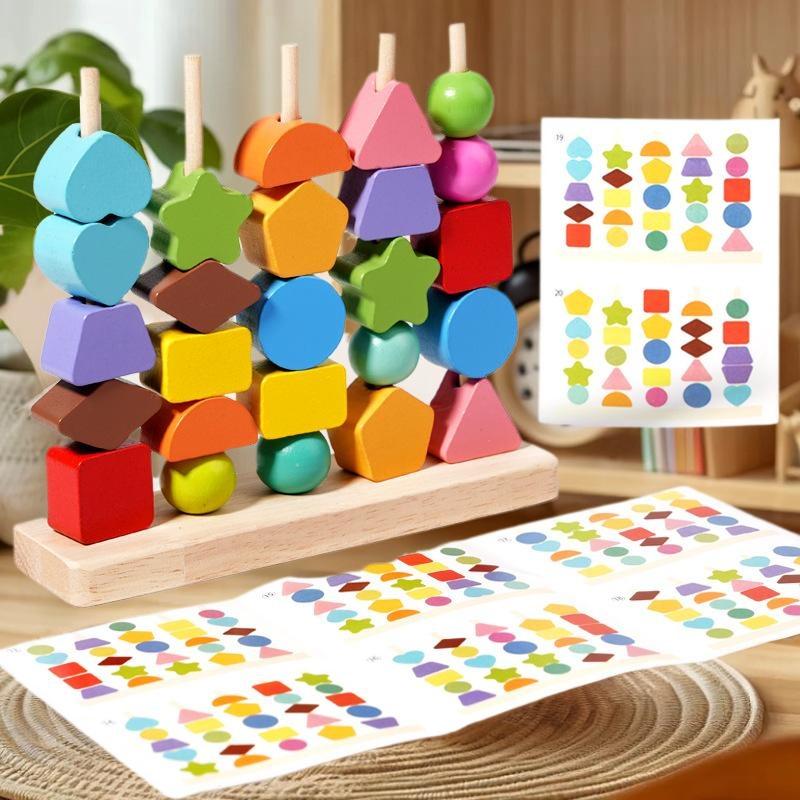 Wooden Blocks Stacking - Giocattoli Montessori per l'apprendimento precoce; Blocchi