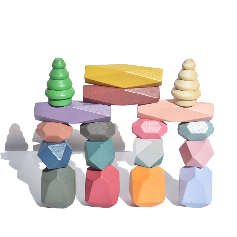 Wooden Blocks Stacking - 18 pezzi di blocchi di costruzione