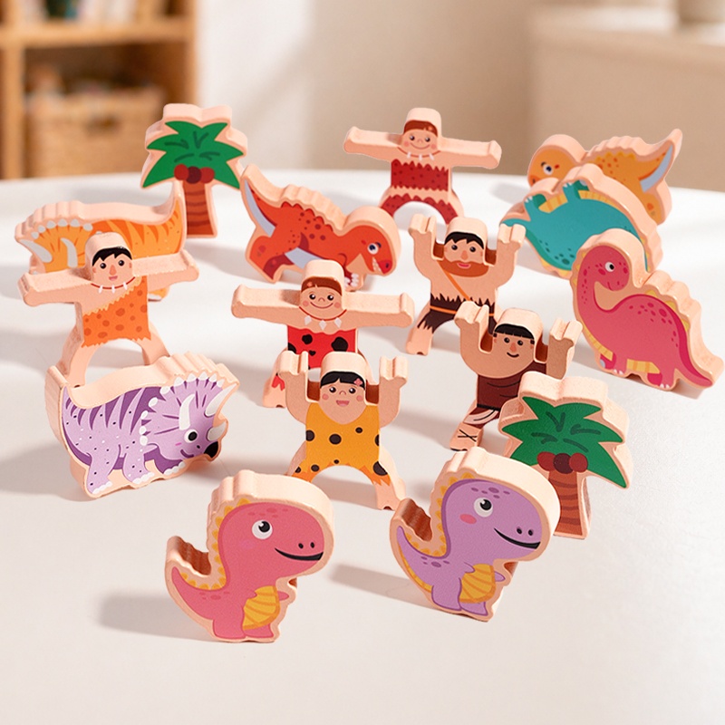 Wooden Blocks Stacking - Blocchi impilabili a forma di dinosauro