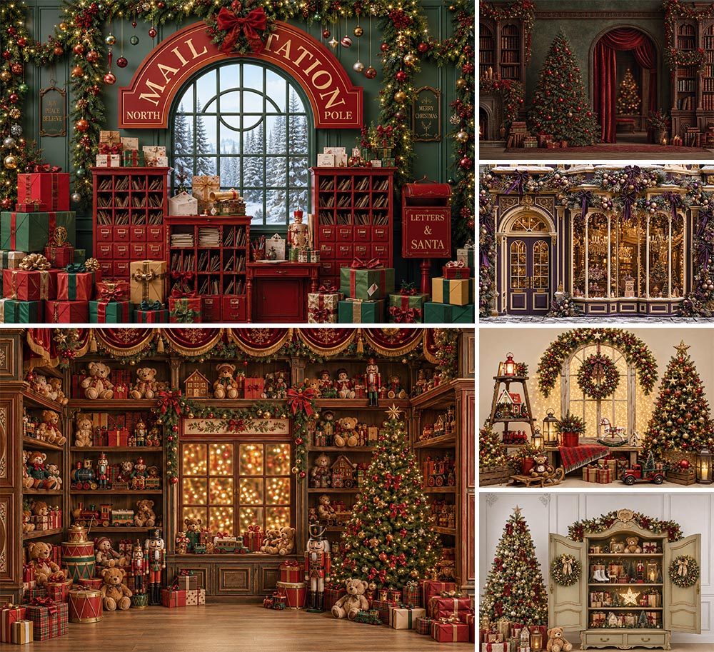 Toys Background For Kids - Sfondo Fotografico Polare Nord Inverno Natale
