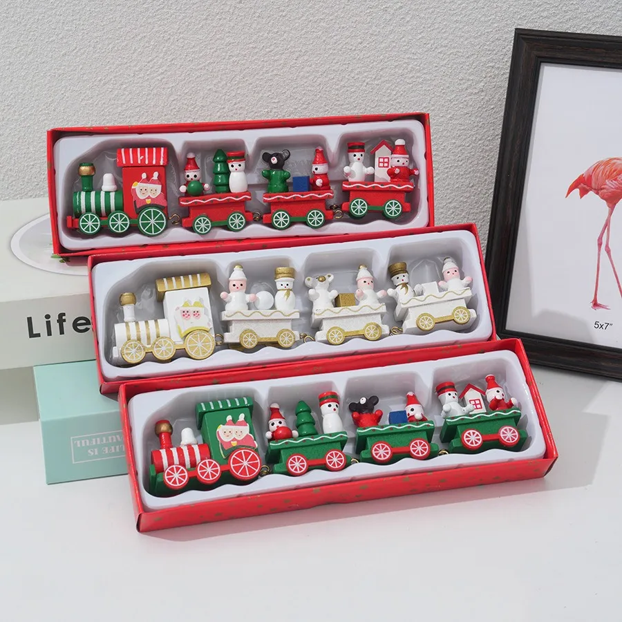 Top Kids Xmas Toys - Treno di Natale in legno dipinto
