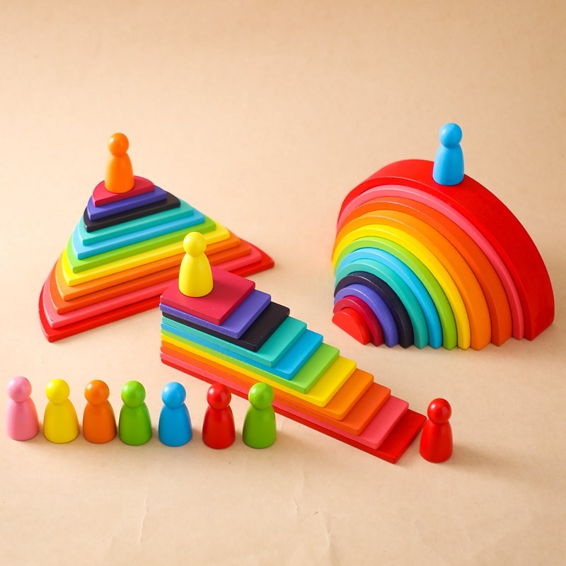 Wooden Blocks Stacking - Giocattoli a blocchi di legno Montessori
