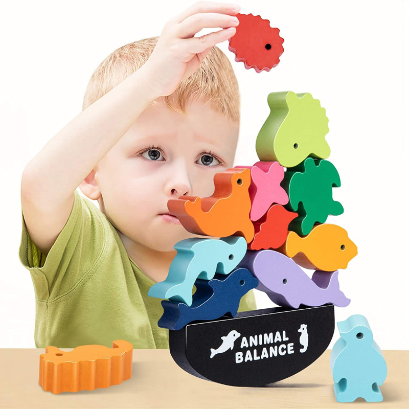 Wooden Blocks Stacking - Nuovi bambini Montessori blocchi di equilibrio