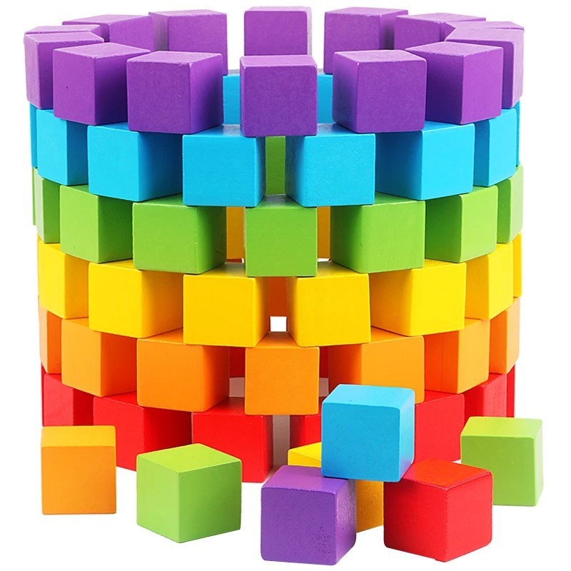 Wooden Blocks Stacking - 30 Pezzi/Lotto Cubi di Legno Colorati