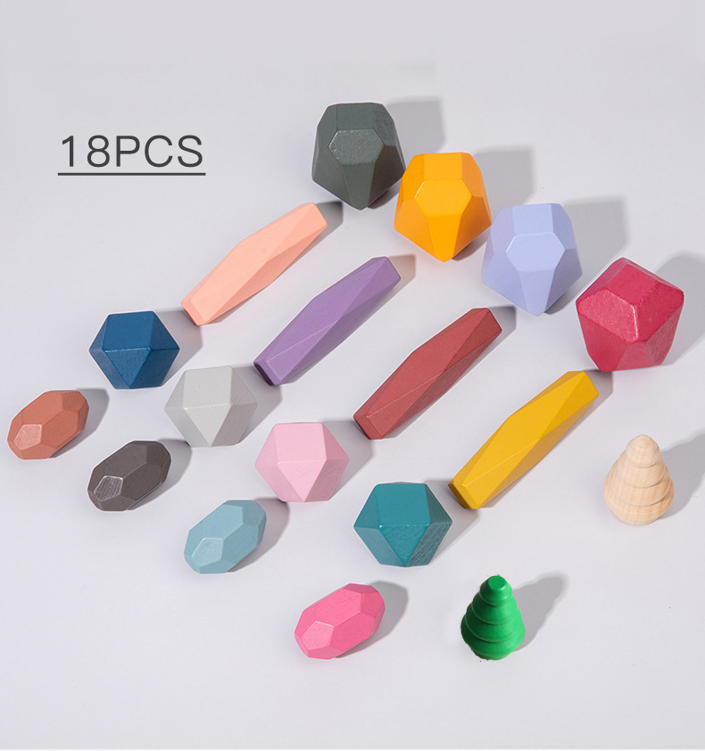 18 pezzi di blocchi di costruz - Wooden Blocks Stacking recensione e prezzo