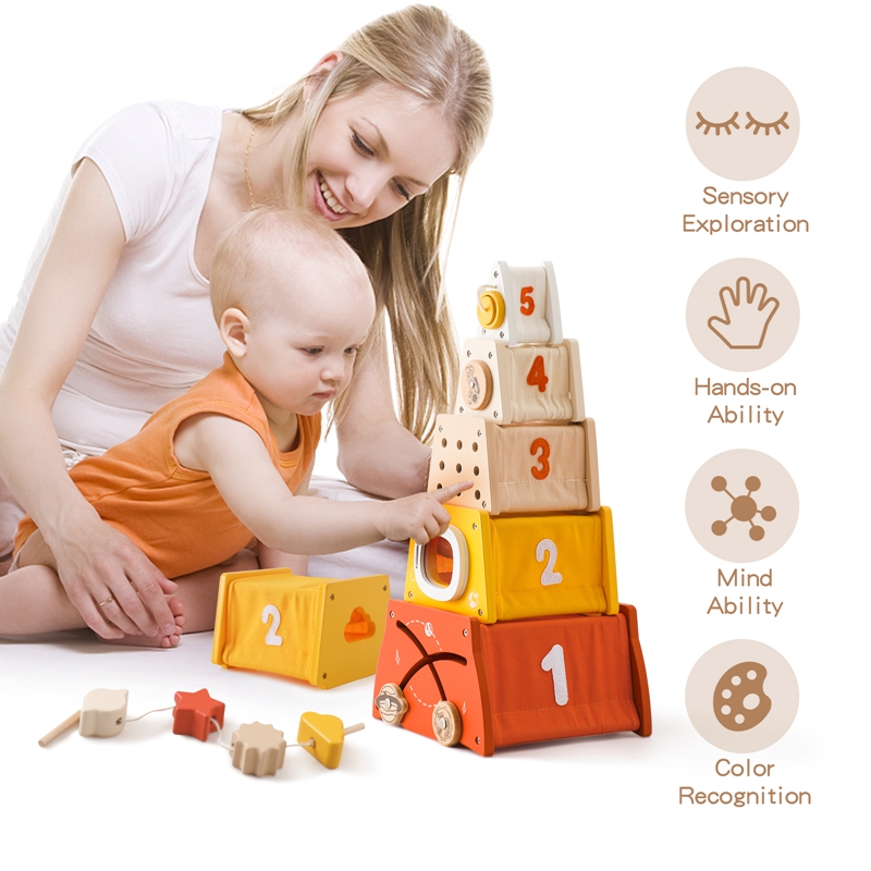 Bambini giocattoli Montessori  - Wooden Blocks Stacking recensione e prezzo